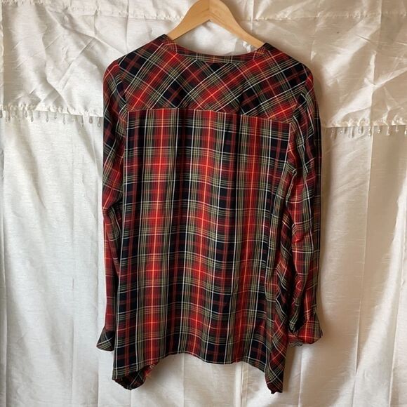 J Jill plaid button down shirt green yellow red S - Picture 6 of 10